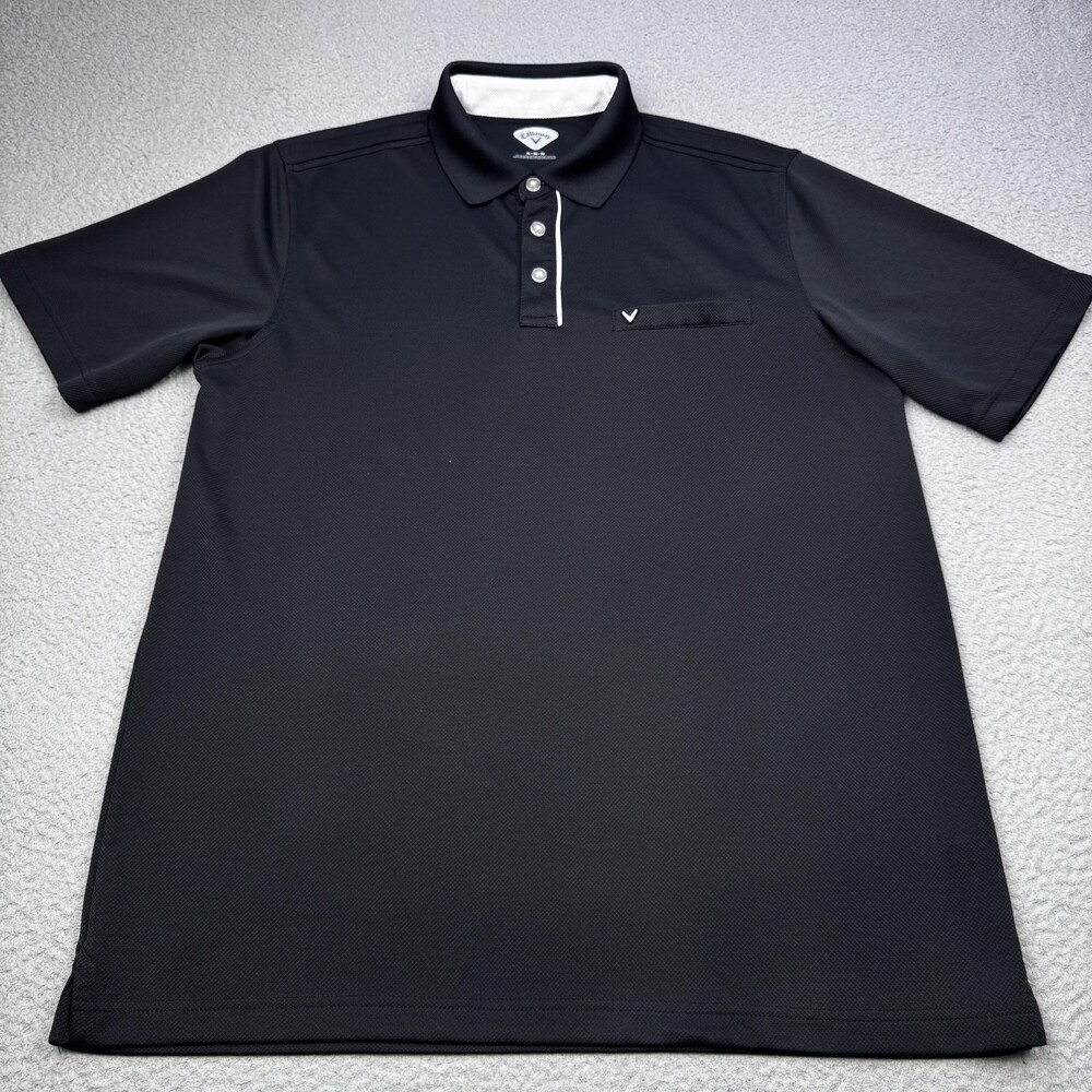 Callaway Polo Shirt Mens XL Black Performance Golf Short Sleeve Ventilated